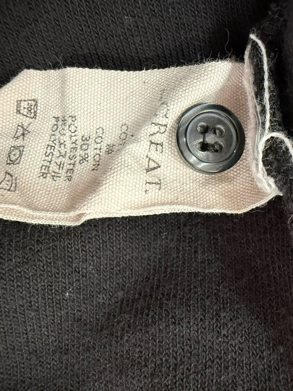 The Great Fleece Henley Sweatshirt Black Textured Pullover Size 1 (small) - Picture 7 of 7